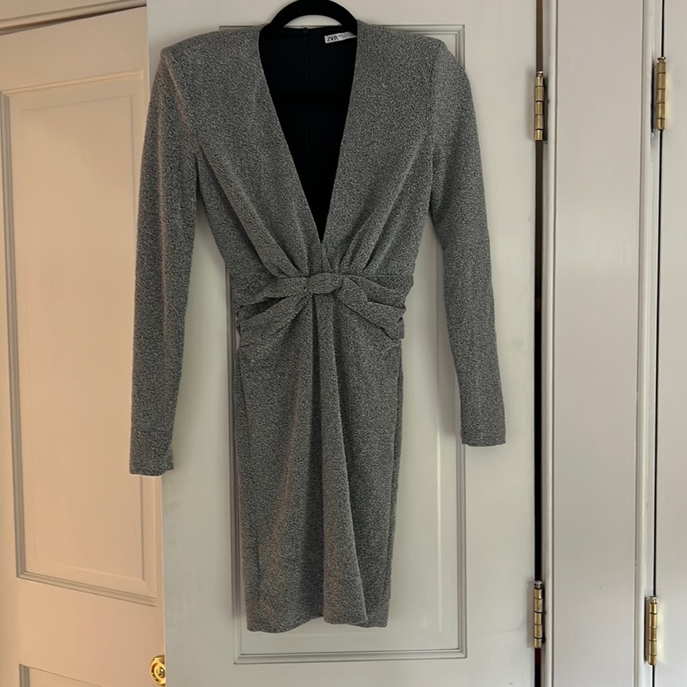 Zara L/S Silver Bodycon Dress